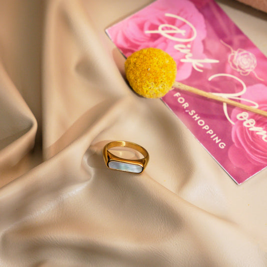 Gold-Plated Ring with White & Black Stones