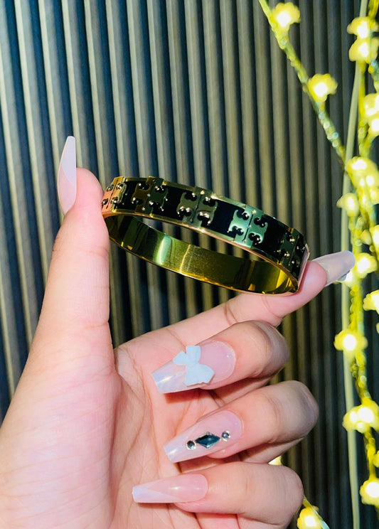 Golden Enamel Puzzle Bangle